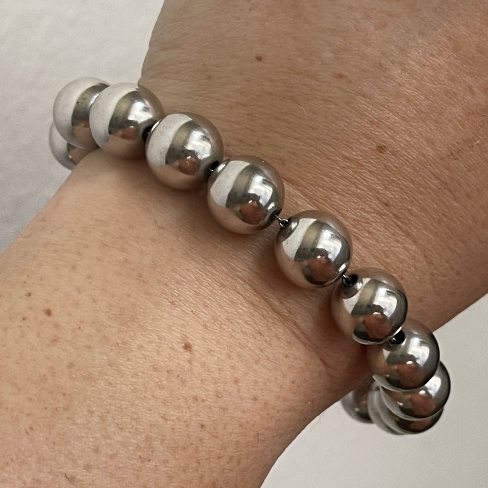 Love Earth sterling silver 925 ball, beaded bracelet